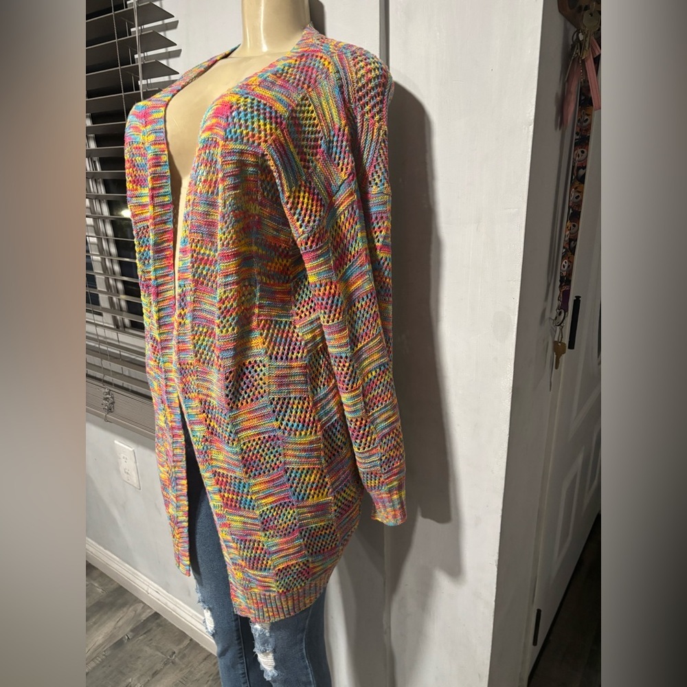 SHEIN Colorful Knit Open-Front Cardigan - Picture 6 of 6